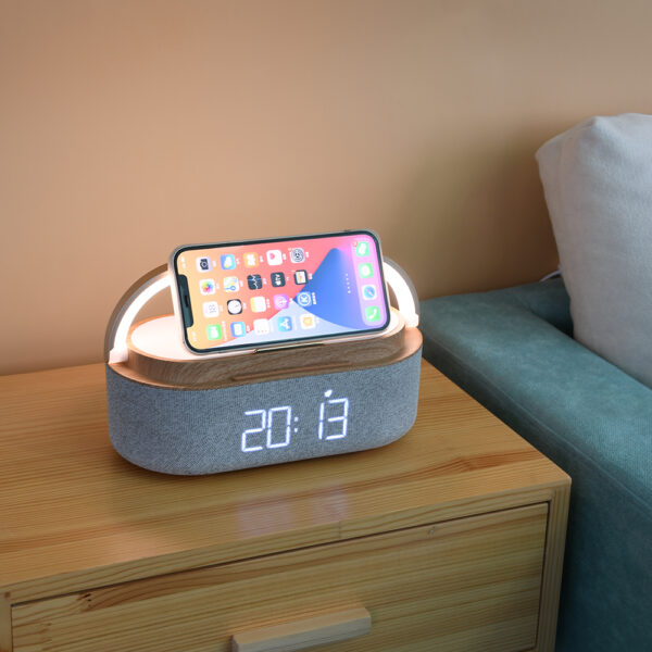 M-BS70 IPX6 Bluetooth Speaker with Wireless Charging and Alarm Clock - Image 4